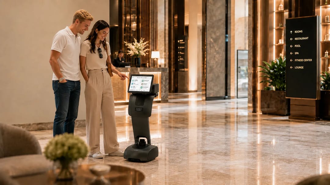 Temi helps hotel guests access information, explore facilities, and discover value-added services through a friendly, guided concierge interface.