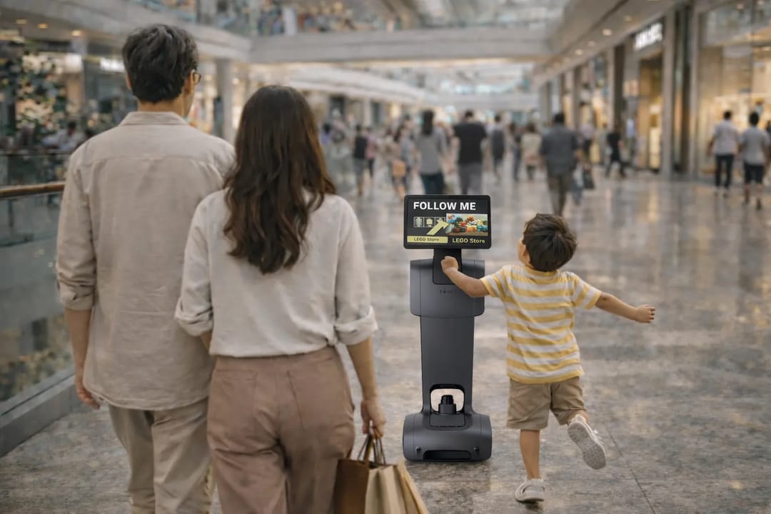 Temi guides shoppers seamlessly through the mall while showcasing targeted promotions, turning every step into an interactive and engaging shopping experience.