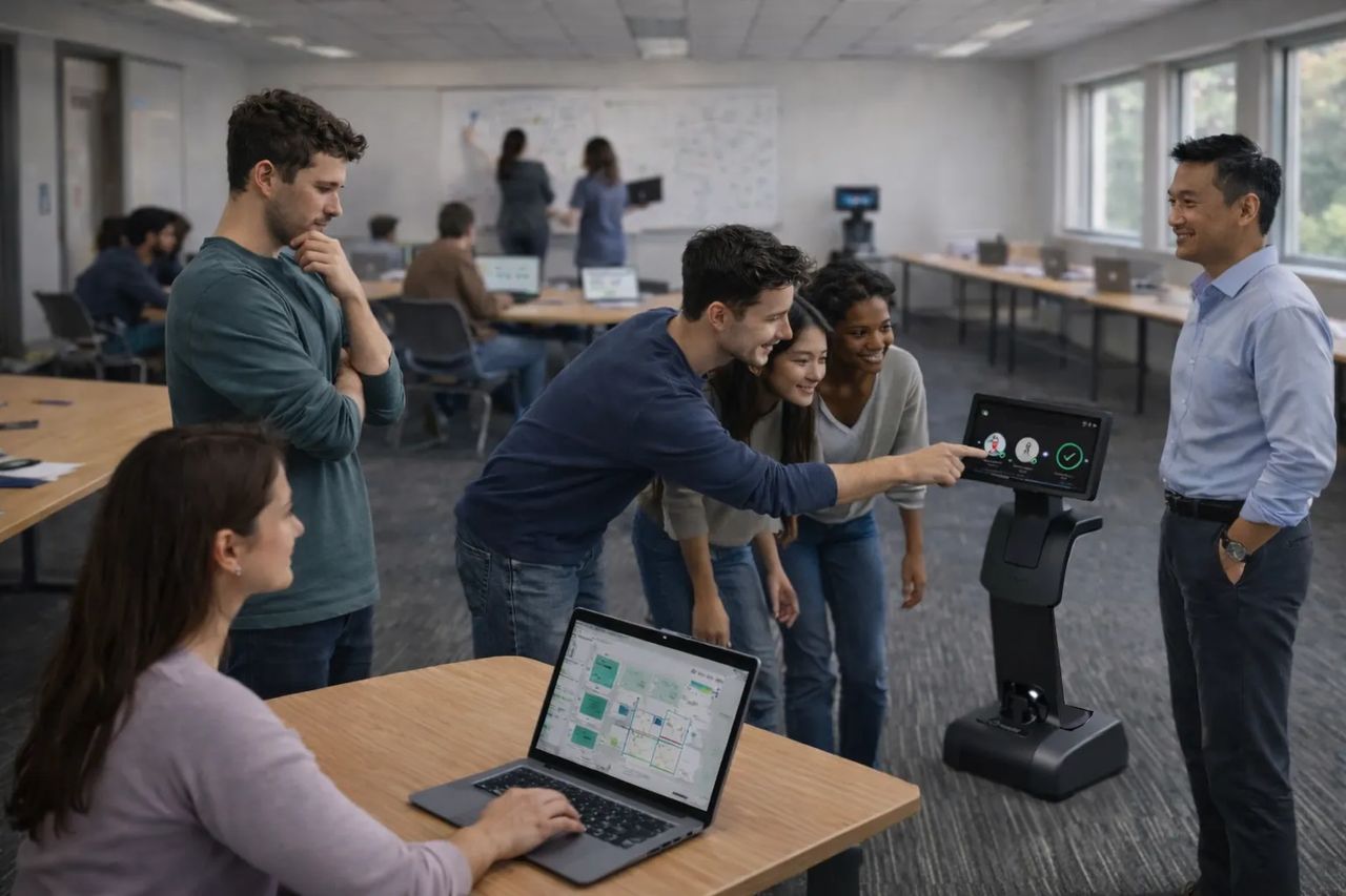 Students build practical, job-ready skills by designing and testing real-world robot workflows using Temi in a hands-on learning environment.
