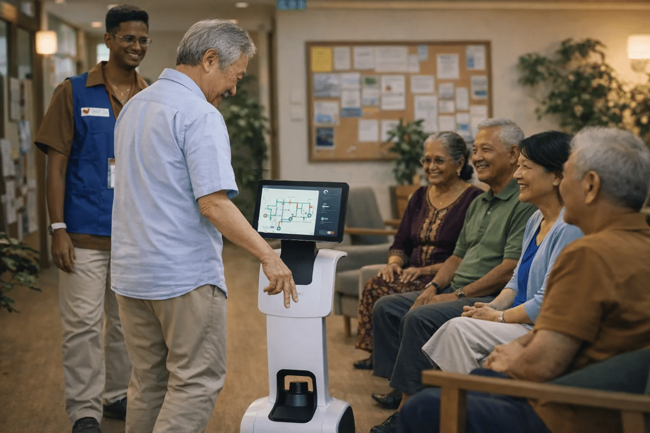 Seniors explore robotics in a friendly community setting, discovering that technology can be simple, enjoyable, and part of everyday life.