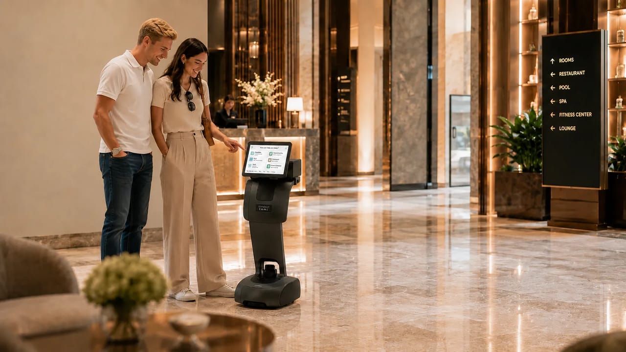 Temi helps hotel guests access information, explore facilities, and discover value-added services through a friendly, guided concierge interface.
