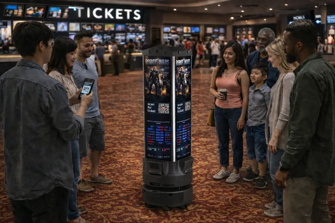 Fourcast turns movie promotions into immediate ticket sales by allowing audiences to scan QR codes and book tickets instantly from engaging multi-screen displays.